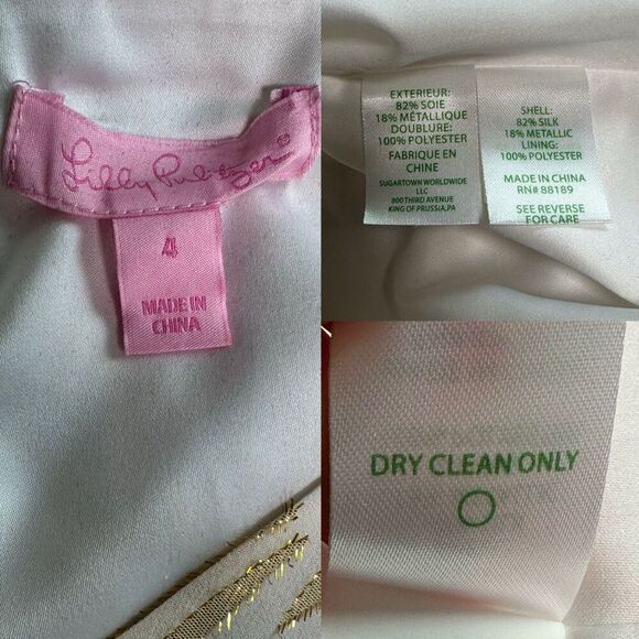 Lilly Pulitzer 4 Gold Ivory Silk Caftan Dress Palm Burst Bridal Resort Cocktail - Picture 2 of 14